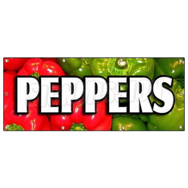 PEPPERS BANNER SIGN hot spicy sweet jalapeno green red yellow